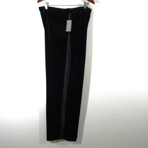 Alex Evenings Velvet Pants Women's Plus Size 1X Black Tuxedo Stripe Straight Leg